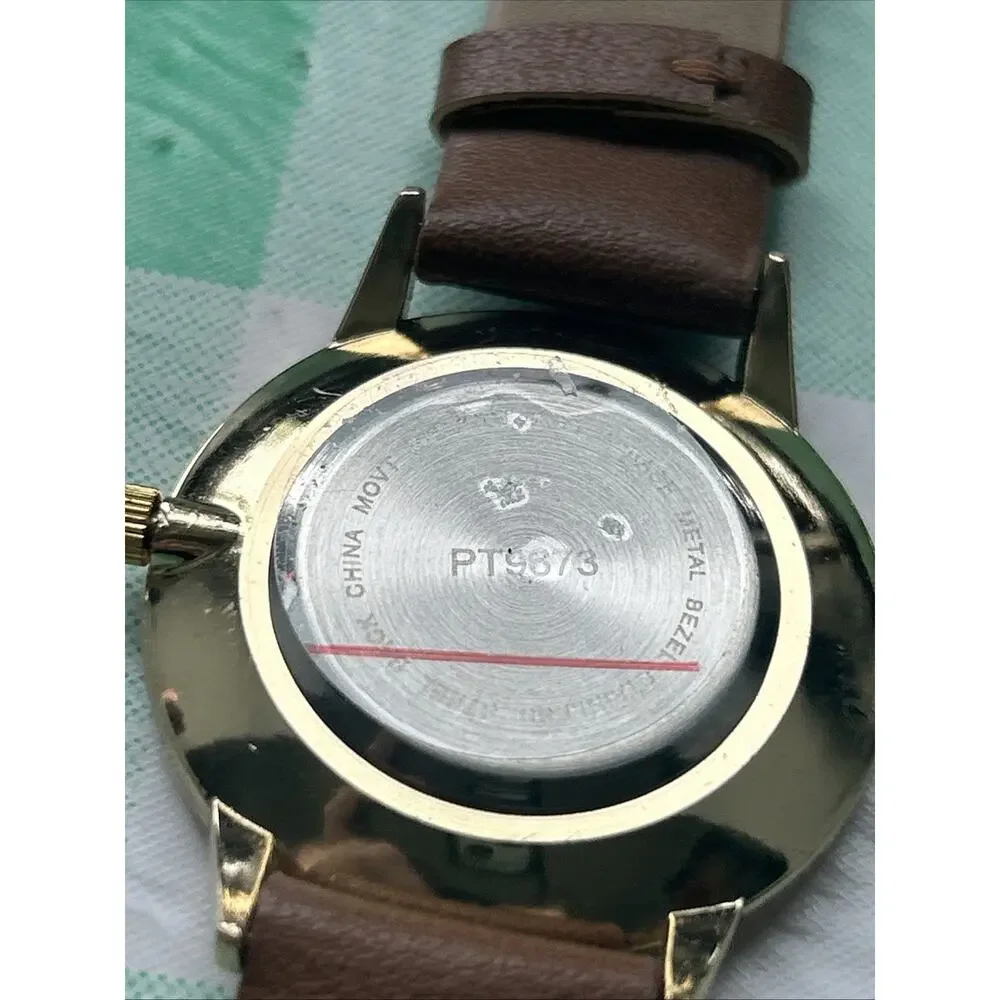 Hope Faith Love Gold Tone Brown Band Women’s Quartz Watch